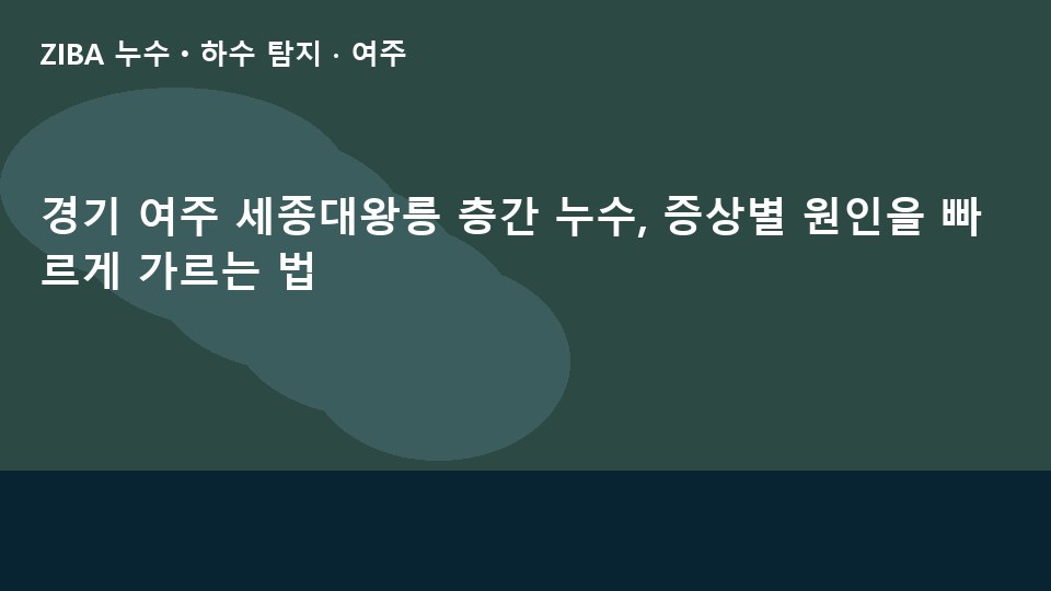 경기 여주 세종대왕릉 층간 누수, 증상별 원인을 빠르게 가르는 법