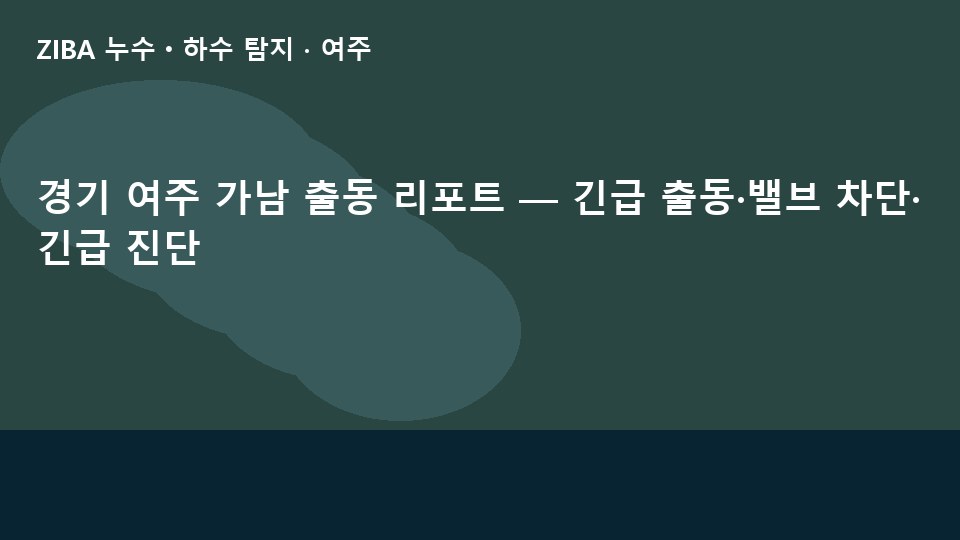 경기 여주 가남 출동 리포트 — 긴급 출동·밸브 차단·긴급 진단